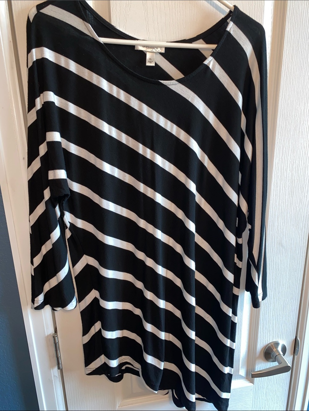 Dressbarn Black and White Striped Tunic Top